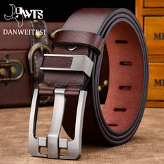 Leather belt with strap luxury pin buckle 