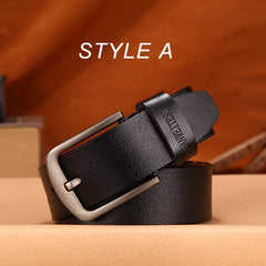 Leather belt with strap luxury pin buckle 
